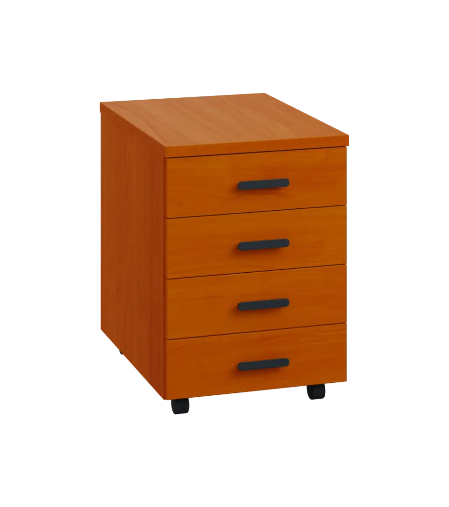 LK 2 - 01 kontejner pojízdný, 4-zásuvkový, deska 25 mm, bez zámku, třešeň šumavská